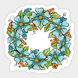 Spring Flowers Wreath Art Sticker